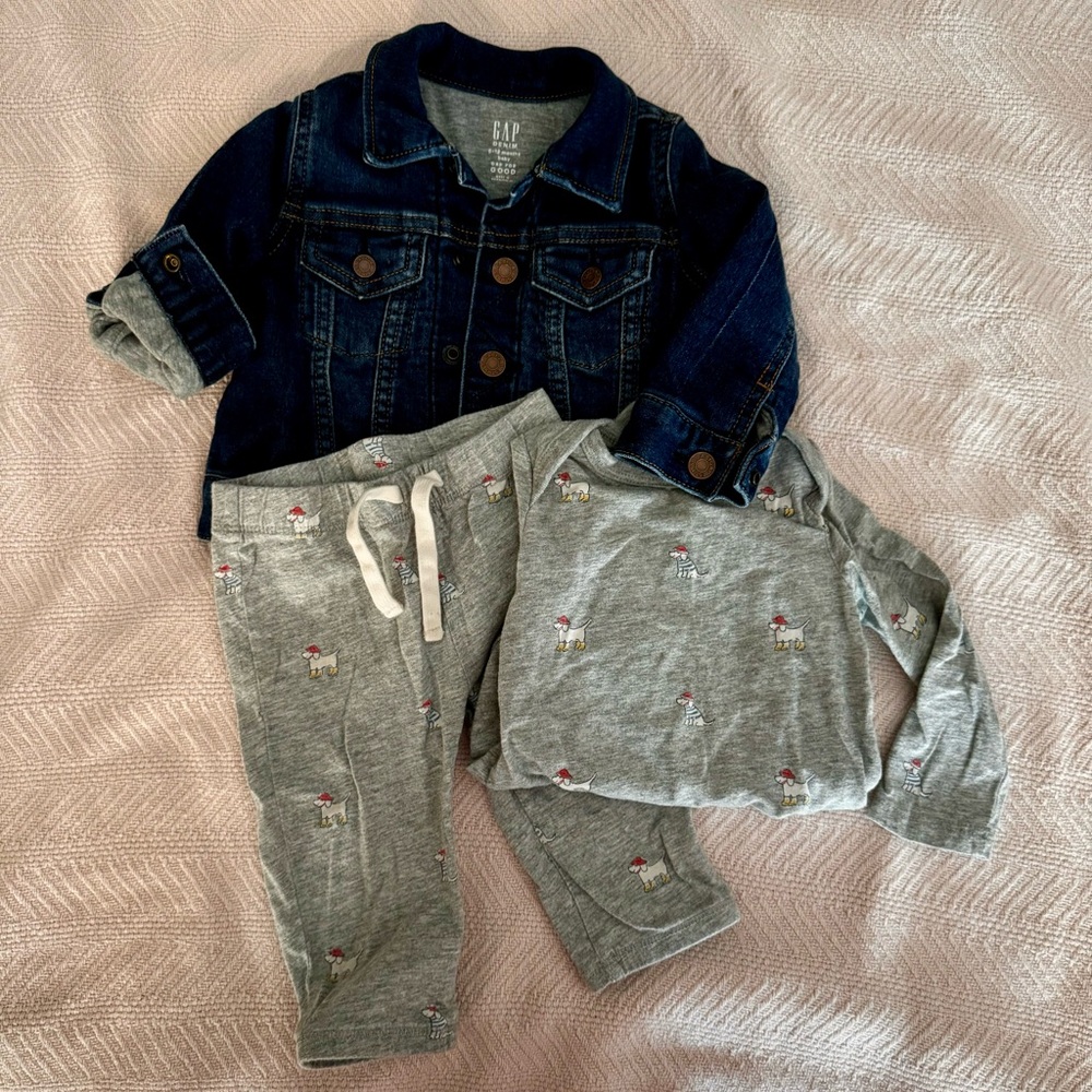Baby Gap Jean jacket & rainy day dog outfit! 🐶☔️